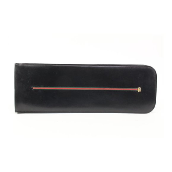 Gucci Vintage Black Leather Web Tie Case s29g39 - Picture 1 of 12